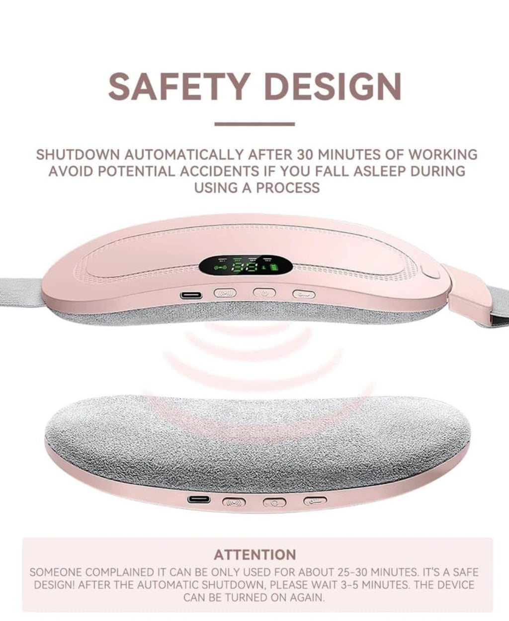 Women's Portable Cordless Heating, Massage Pad for Menstrual Cramps Relief for Stomach (Pink )