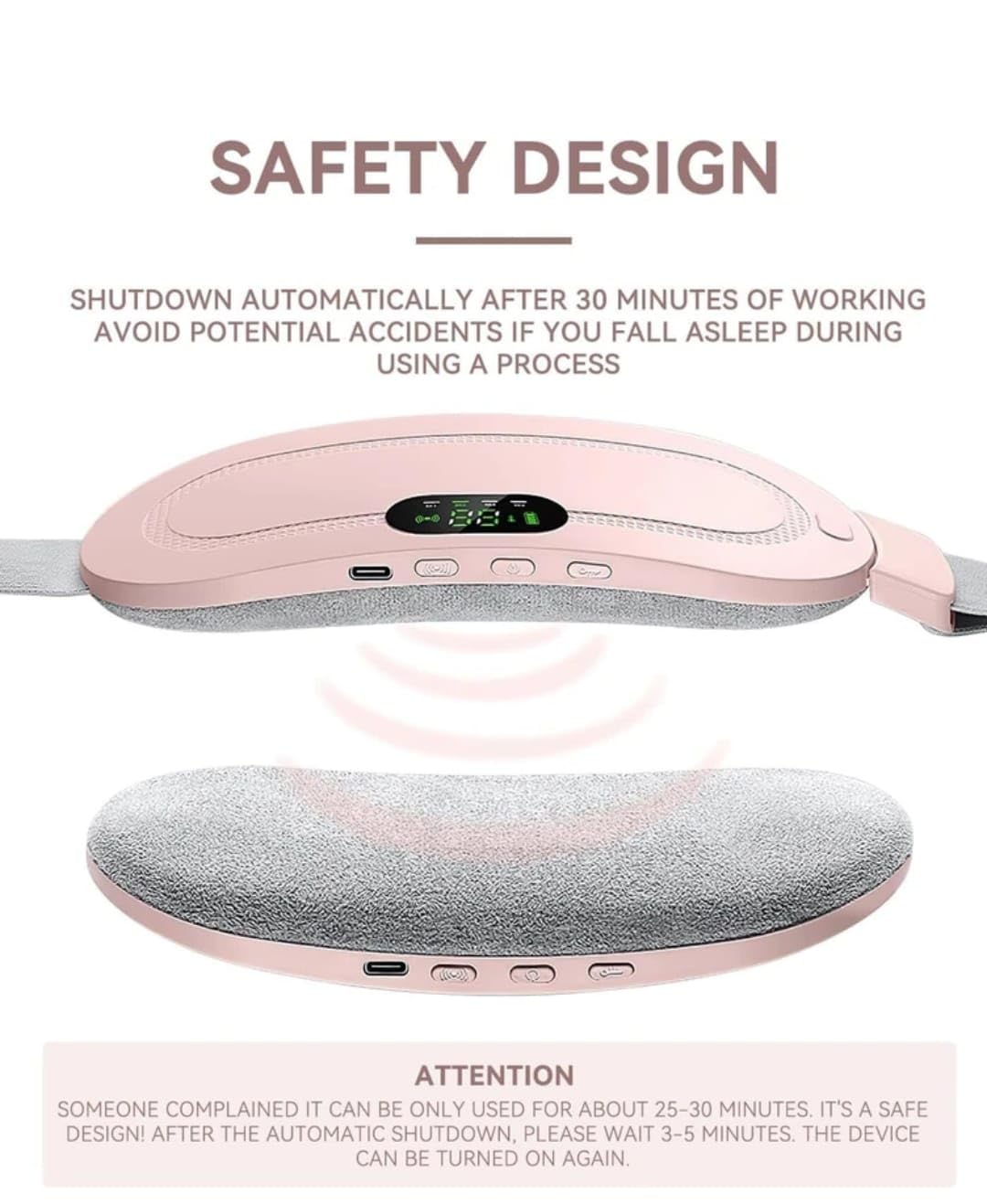 Women's Portable Cordless Heating, Massage Pad for Menstrual Cramps Relief for Stomach (Pink )