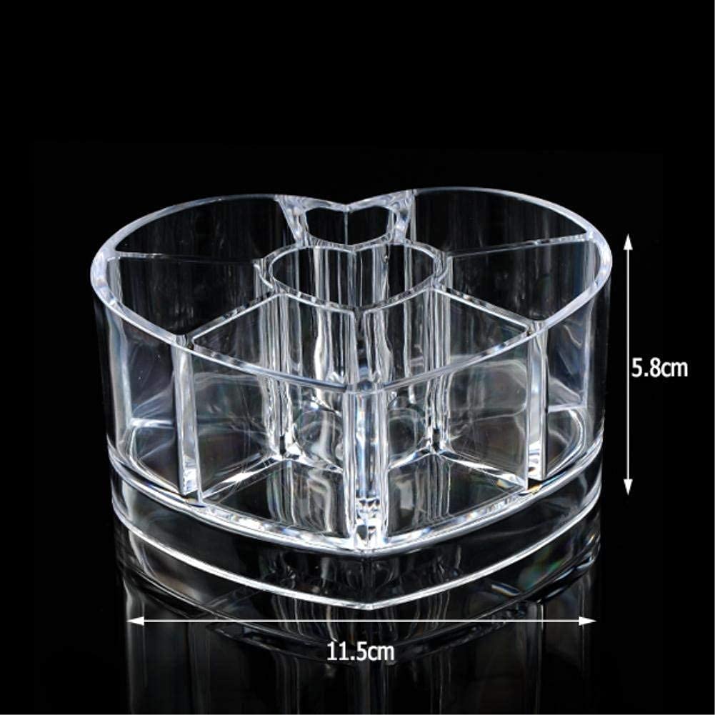 Acrylic Heart Shape Lipstick Holder, Display Stand, Nail Polish, Eyebrow Pencil, Make Up Brush Storage Organizer Box Holder