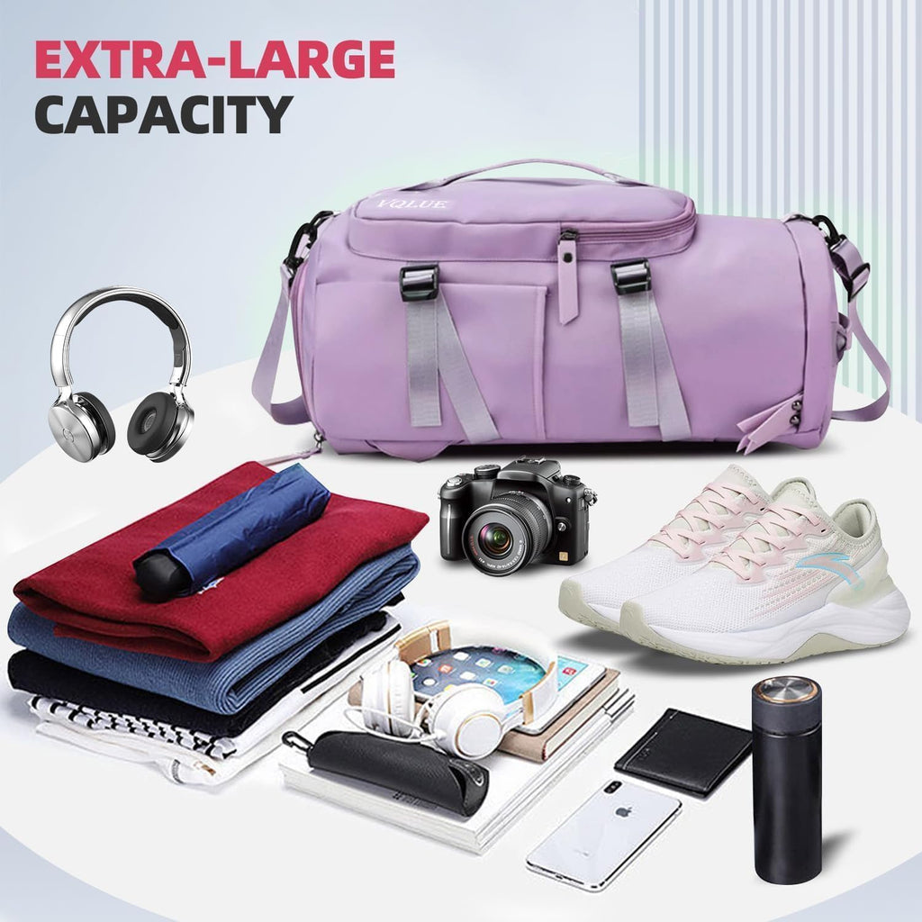 2 in 1 Travel Duffle Bag with Shoe Compartment, Convertible Sports Gym