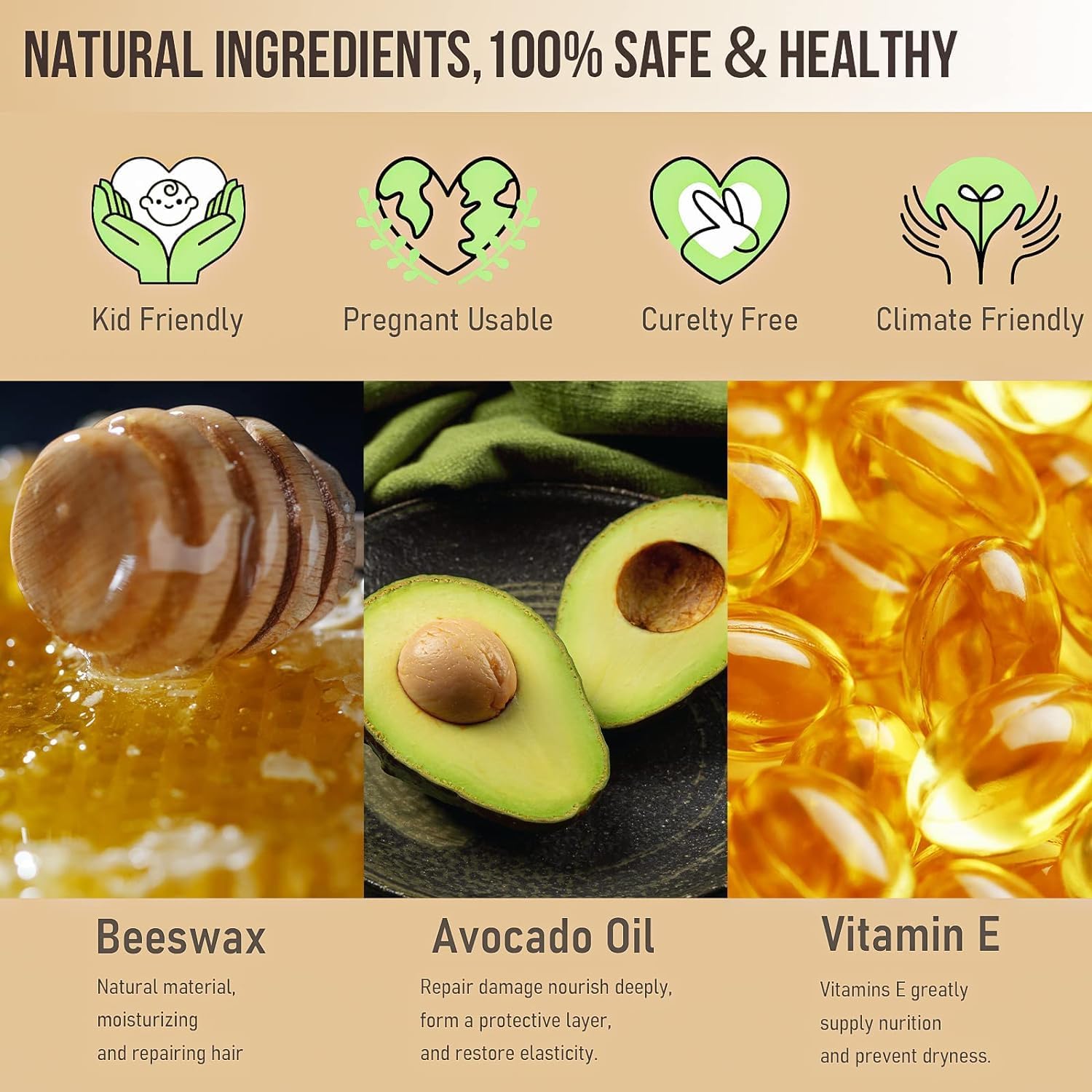 Hair Wax Stick for Women & Men - Anti-Frizz and Fly Away Hair Tamer