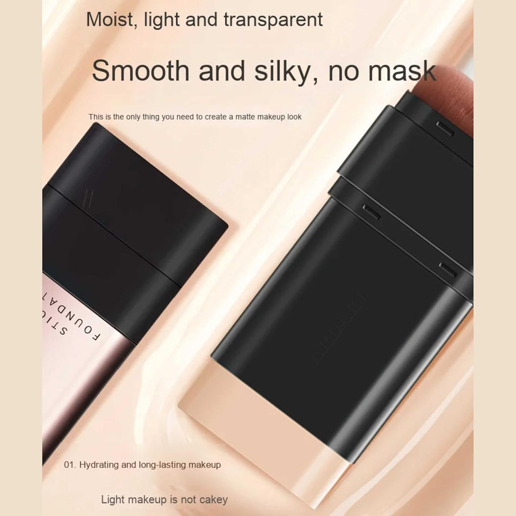 Foundation for Women 2 in 1 Foundation Stick with Built in Brush, Cream Foundation for Women, Makeup Long Lasting Foundations Concealers, Blendable & Lightweight Face Makeup (Natural, 1 PCS)