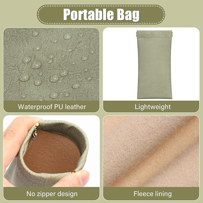 Sunglass Case, 2 Pcs Soft Eyeglass Cases for Women Portable Squeeze Top Leather Glasses Pouch