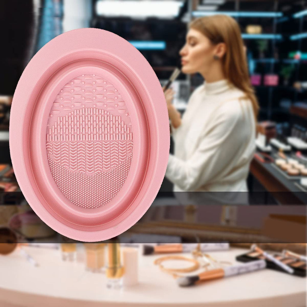 Makeup Brush Cleaning Mat Foldable Environmental Silicone Cleaning Bowl, Brush Cleaning Pad Easy Clean Girl Makeup Brush Cleaner Washing Tools