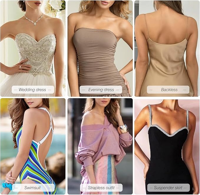 Strapless Sticky Push Up Bra for Women | Invisible Backless Silicone Adhesive Bra with Front Clasp | Reusable Free Size for Saree, Gown & Party Dress Combo Pack of 2