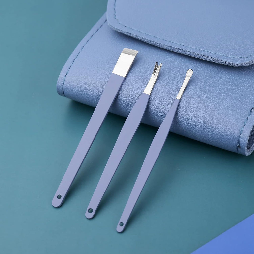 16 IN 1 Stainless Steel Professional Manicure Set Nail Cutter For Women Nail Scissors Luxury Grooming Kit Manicure Pedicure Kit For Women (16 in 1 (Blue))
