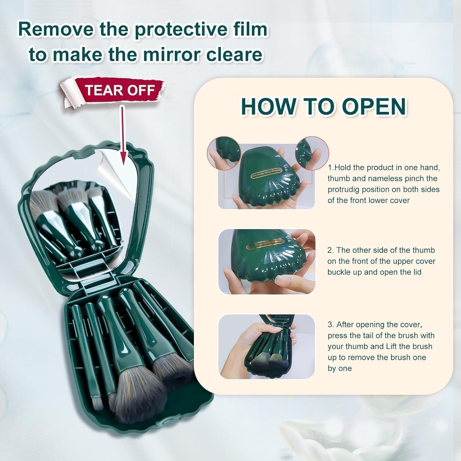 5 Pcs Makeup Brush Green 5-in-1 Mini Makeup Brush Set for Face & Eyes | Travel-Friendly Cosmetic Kit for Foundation, Blush, Eyeshadow & Powder | Compact & Portable Beauty Tool for Women & Girls (multicolor)