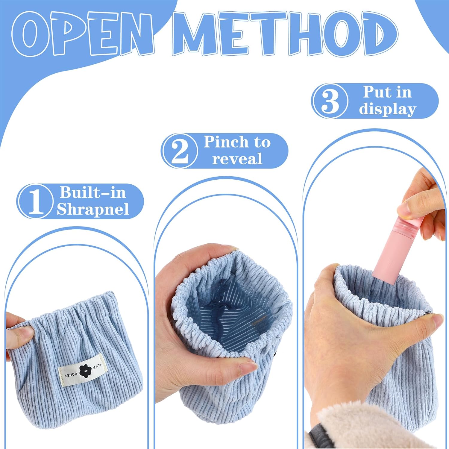 6PCS Corduroy Storage Bag For Cosmetic And Jewelry Storage