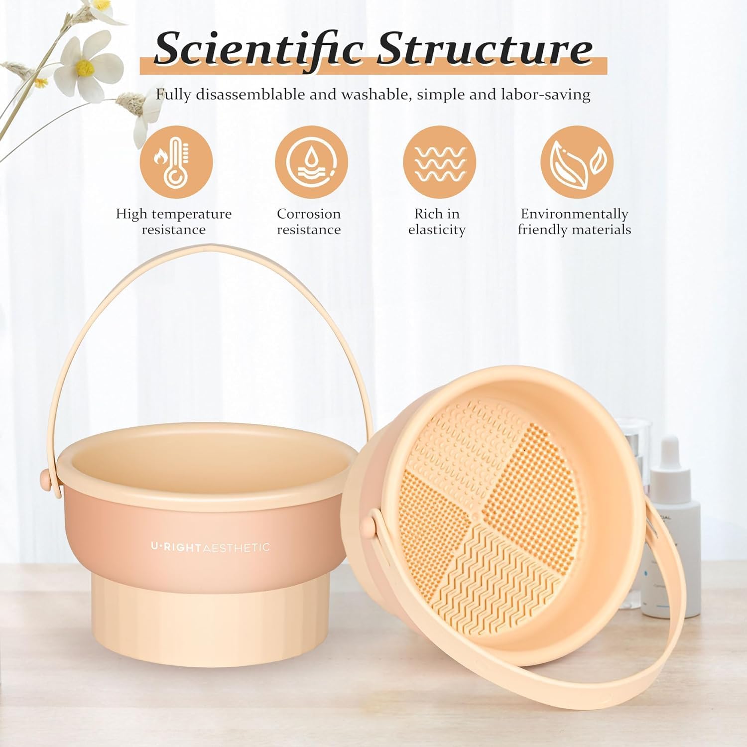 3 in 1 Cleaning Mat with Brush Drying Holder, Silicone Makeup Brush Cleaner Mat Make Up Brush Cleaning Bowl Cosmetic Brush Washing Tool for Makeup Brush, Sponge, Powder Puff (multicolor)