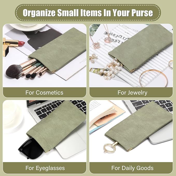 Sunglass Case, 2 Pcs Soft Eyeglass Cases for Women Portable Squeeze Top Leather Glasses Pouch