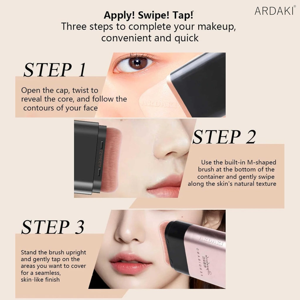 Foundation for Women 2 in 1 Foundation Stick with Built in Brush, Cream Foundation for Women, Makeup Long Lasting Foundations Concealers, Blendable & Lightweight Face Makeup (Natural, 1 PCS)