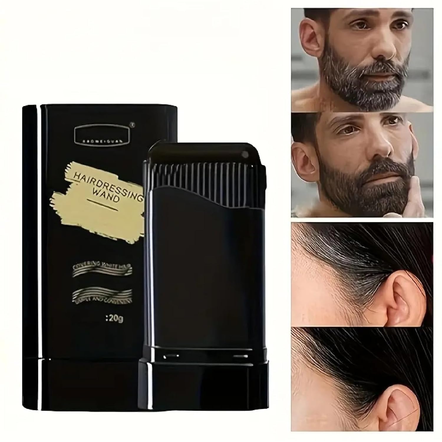 New Hair Color Comb Stick, Waterproof and Sweat-Proof Grey Hair Coverage for Men & Women, Easy Application BLACK (BLACK)