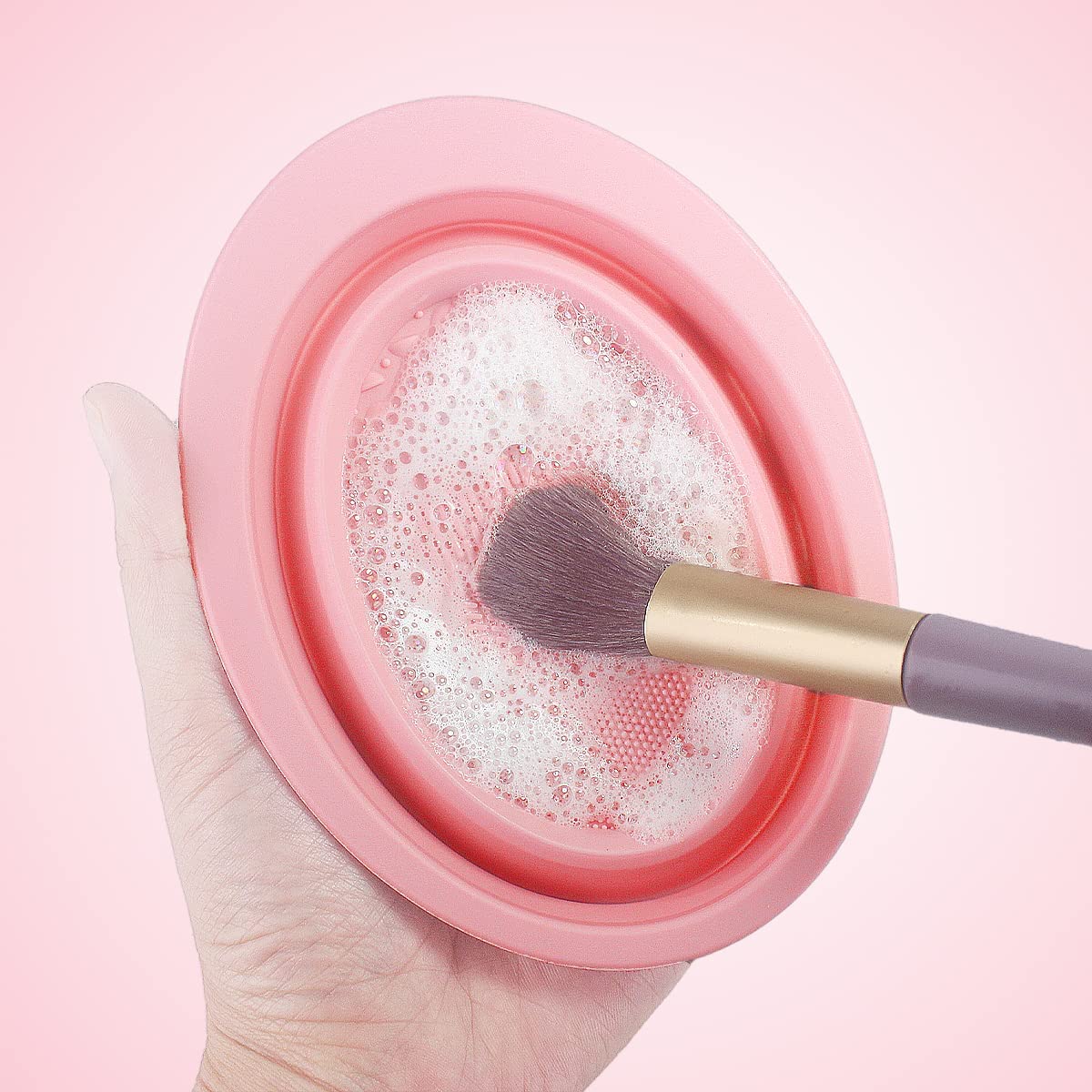 Makeup Brush Cleaning Mat Foldable Environmental Silicone Cleaning Bowl, Brush Cleaning Pad Easy Clean Girl Makeup Brush Cleaner Washing Tools
