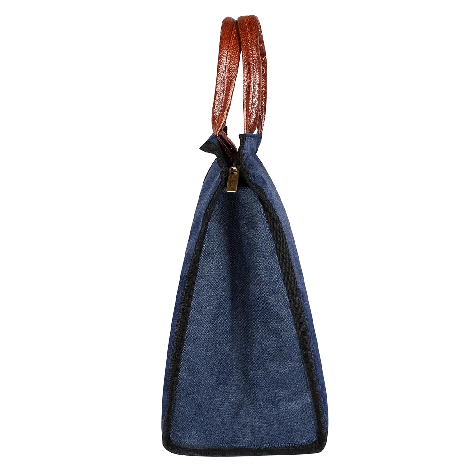 Faux Leather Blue Color Insulated Lunch Tote with Zipper Closure & Handle, Waterproof Reusable Lunch Bag for School, Office, Camping, Outdoor Activities (Blue), 11 Litre