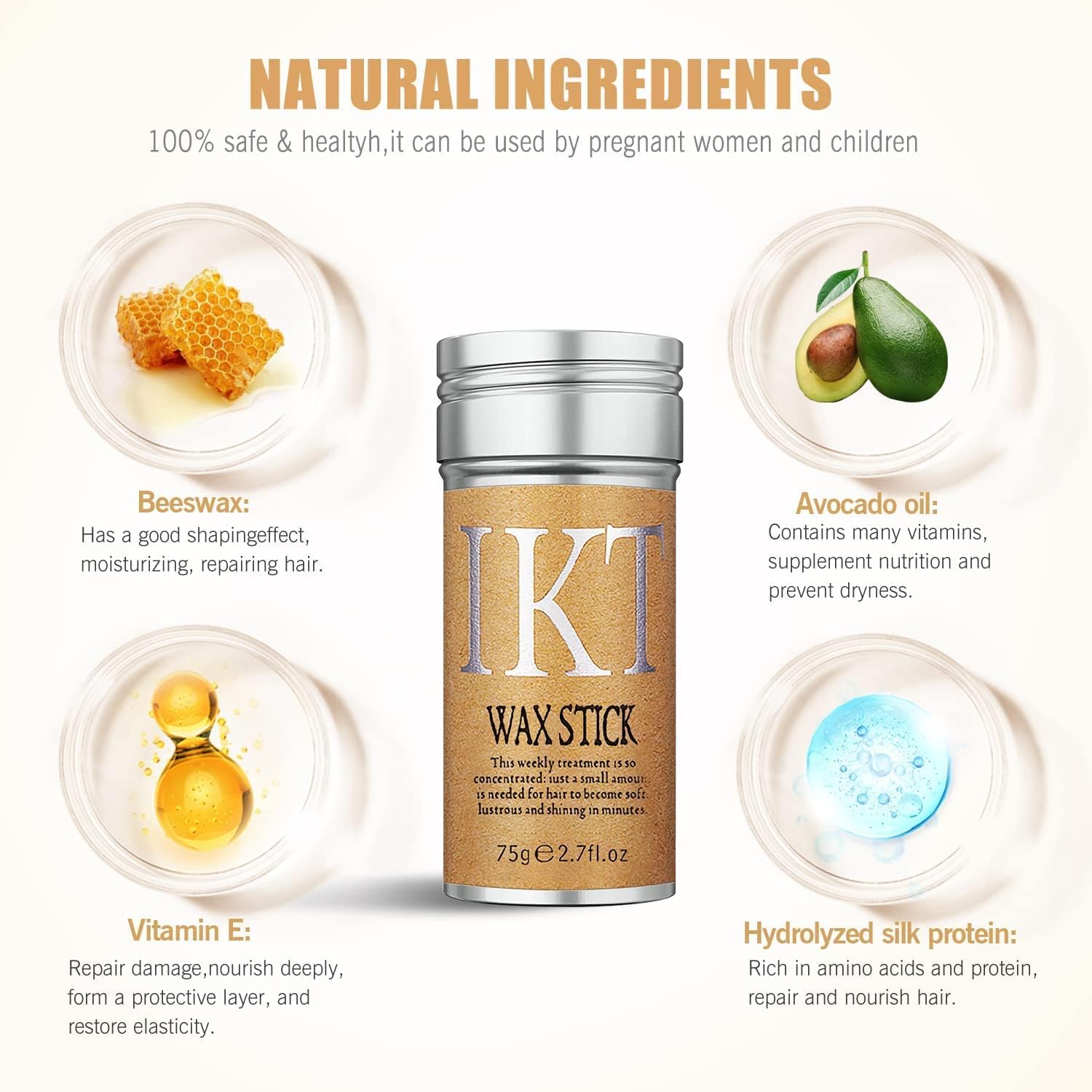 Hair Wax Stick for Women & Men - Anti-Frizz and Fly Away Hair Tamer