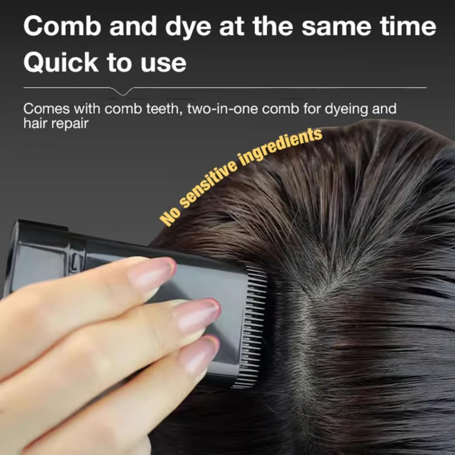 New Hair Color Comb Stick, Waterproof and Sweat-Proof Grey Hair Coverage for Men & Women, Easy Application BLACK (BLACK)