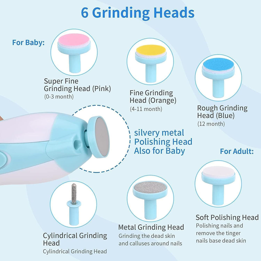 Electric Nail Trimmer, Cutter For New Born Baby 0-6 Months With Multiple Filer Heads Adjustment