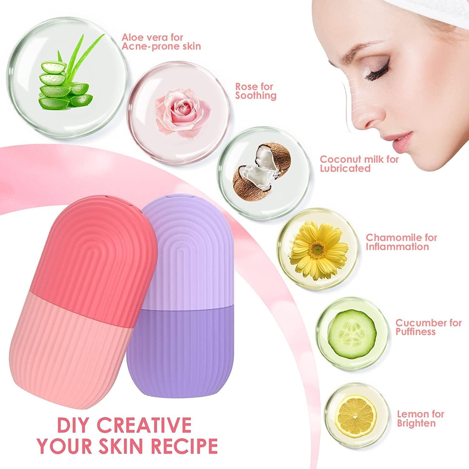 Ice Face Roller Silicone Facial Cube for Eyes Neck Massage Remove Dark Circle Pore Shrink Face Beauty Skin Care Ice Mould Kitchen Tools (Multicolor)