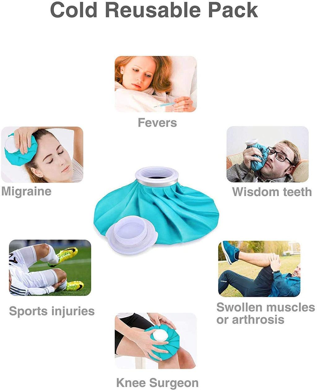 Hot Water Bag Ice Bag for Pain Relief 9Inch Ice Pack Bag for Pain Relief Cold Water Bags for First Aid Sports Injury Neck Knee for Pain Solve And Cold Therapy Comes with Leak-free Closure (Pack Of 1)