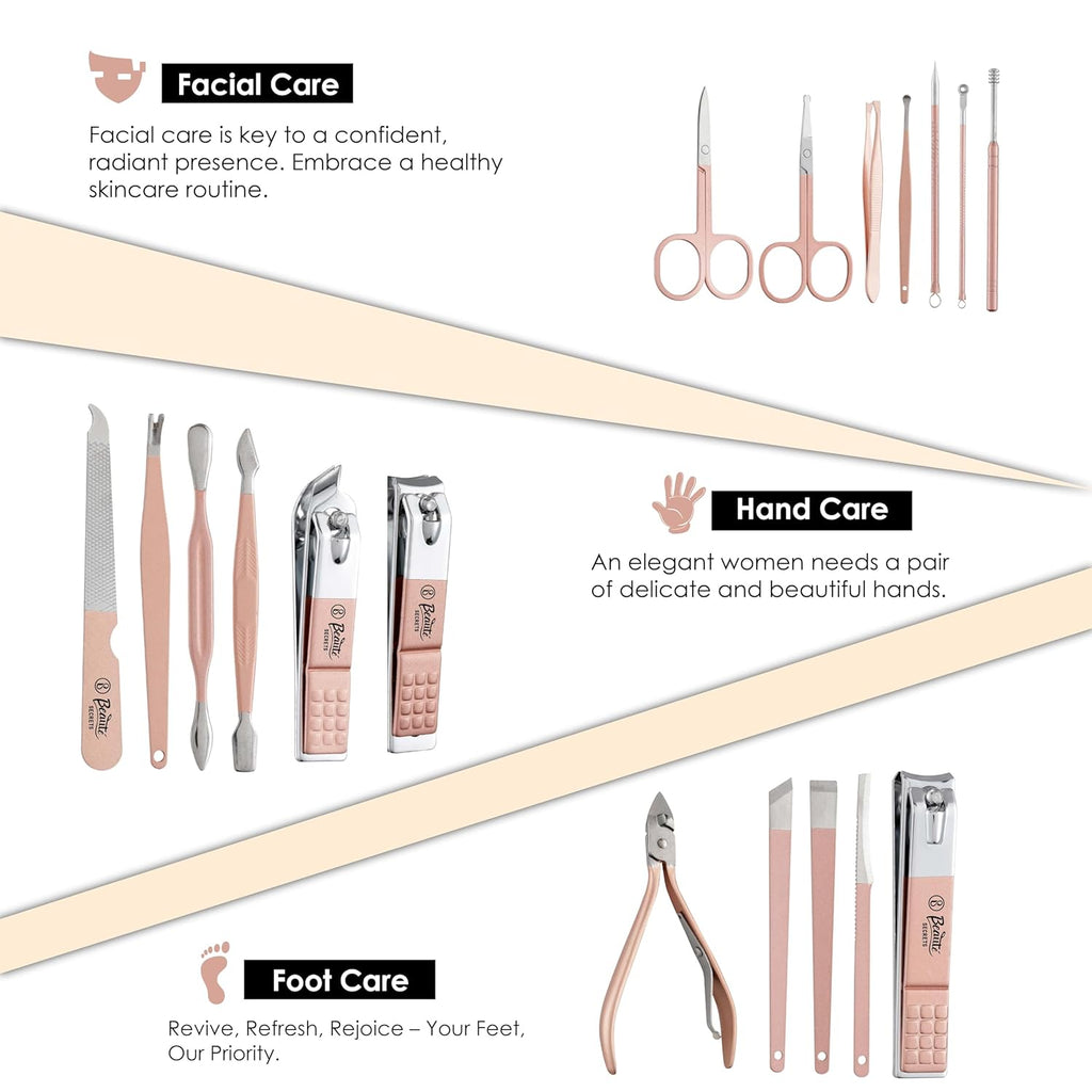 360 Degree Manicure Kit, pedicure tools for feet, Nail Clipper, Manicure Pedicure kit for women and Men, 18 Pieces,Perfect Gifts for Women and Men (Essentials | 23C)
