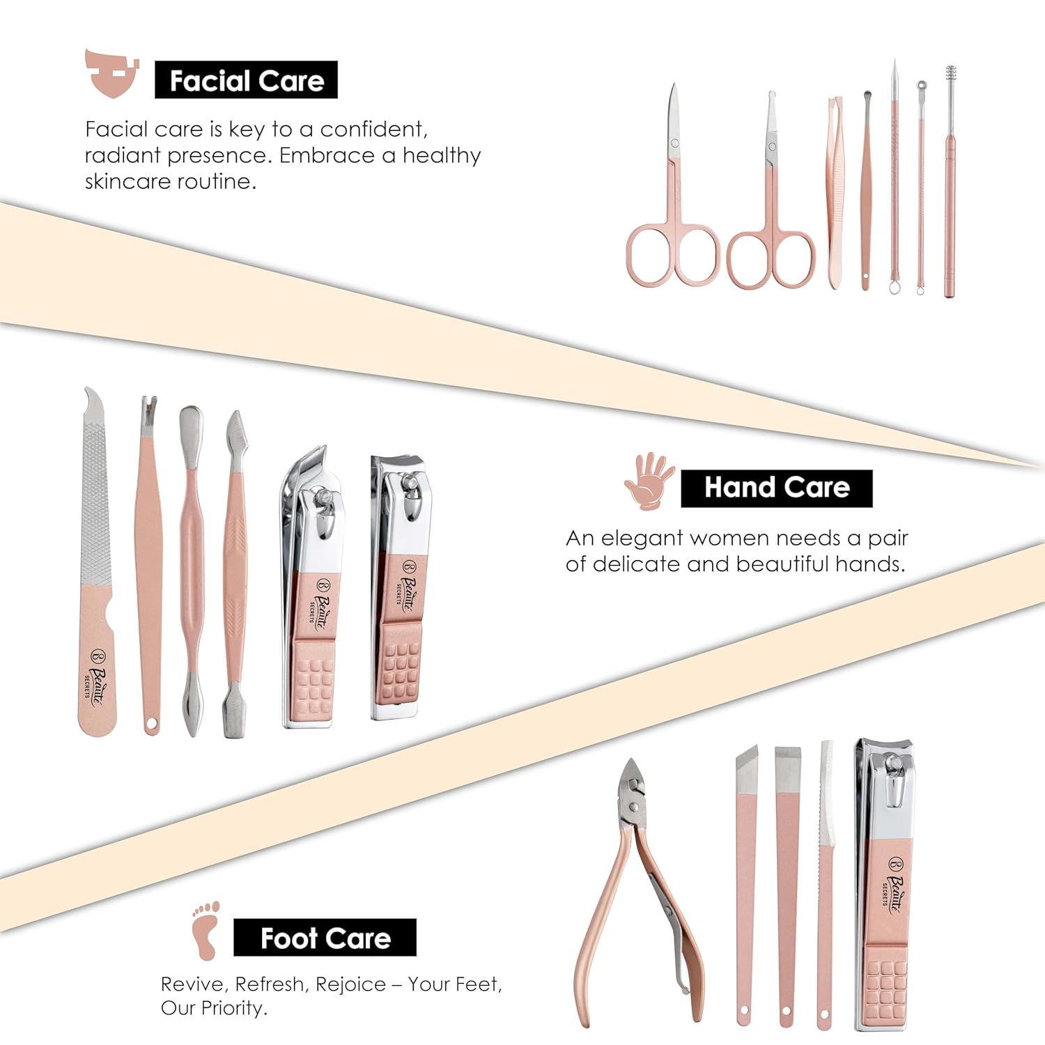 360 Degree Manicure Kit, pedicure tools for feet, Nail Clipper, Manicure Pedicure kit for women and Men, 18 Pieces,Perfect Gifts for Women and Men (Essentials | 23C)