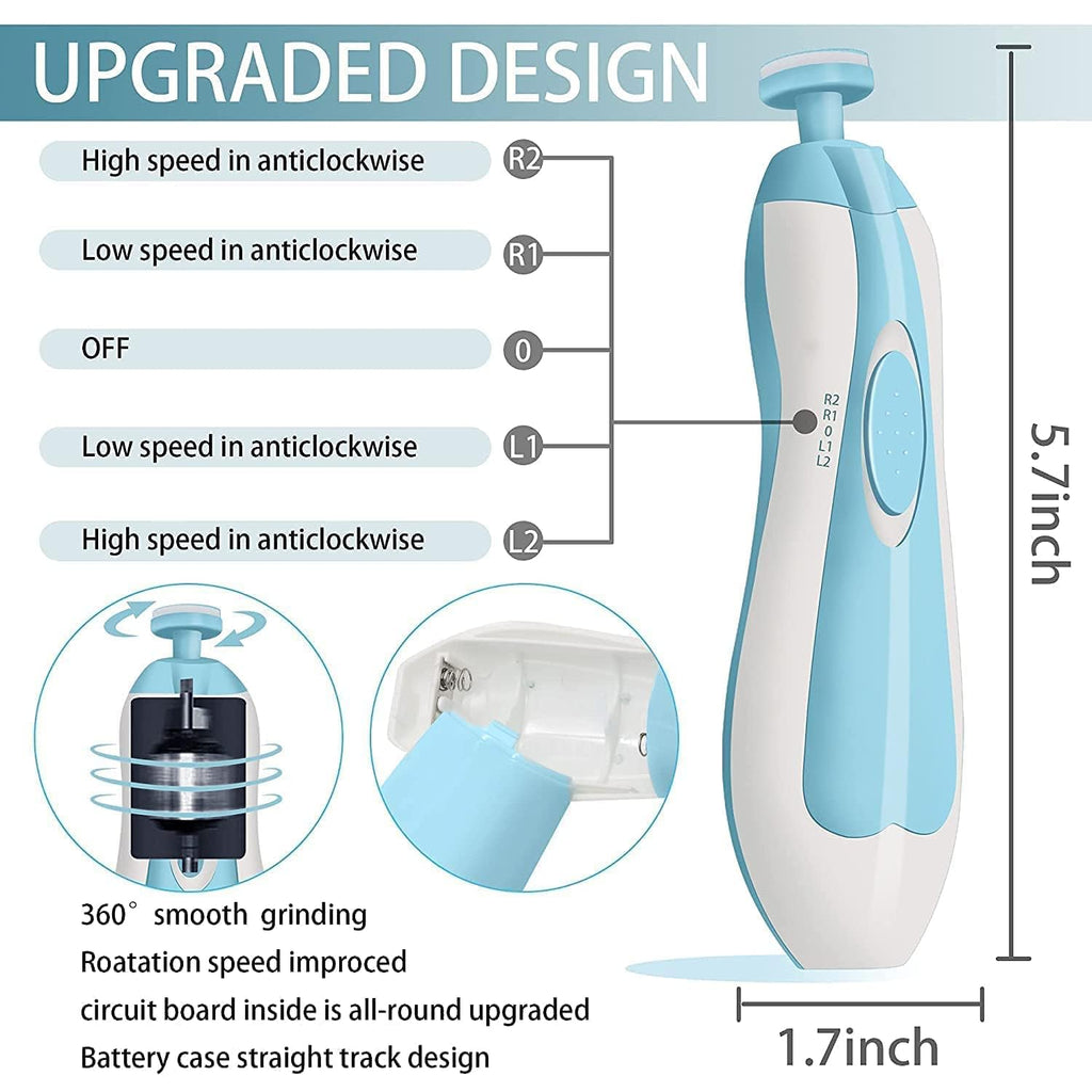 Electric Nail Trimmer, Cutter For New Born Baby 0-6 Months With Multiple Filer Heads Adjustment