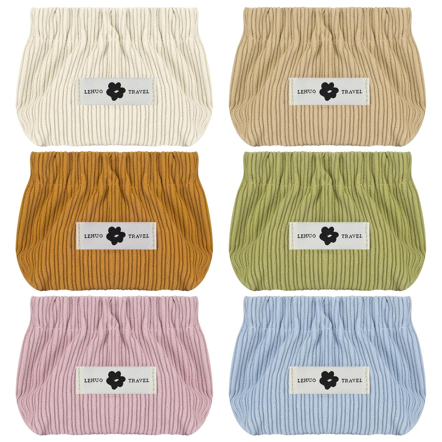 6PCS Corduroy Storage Bag For Cosmetic And Jewelry Storage