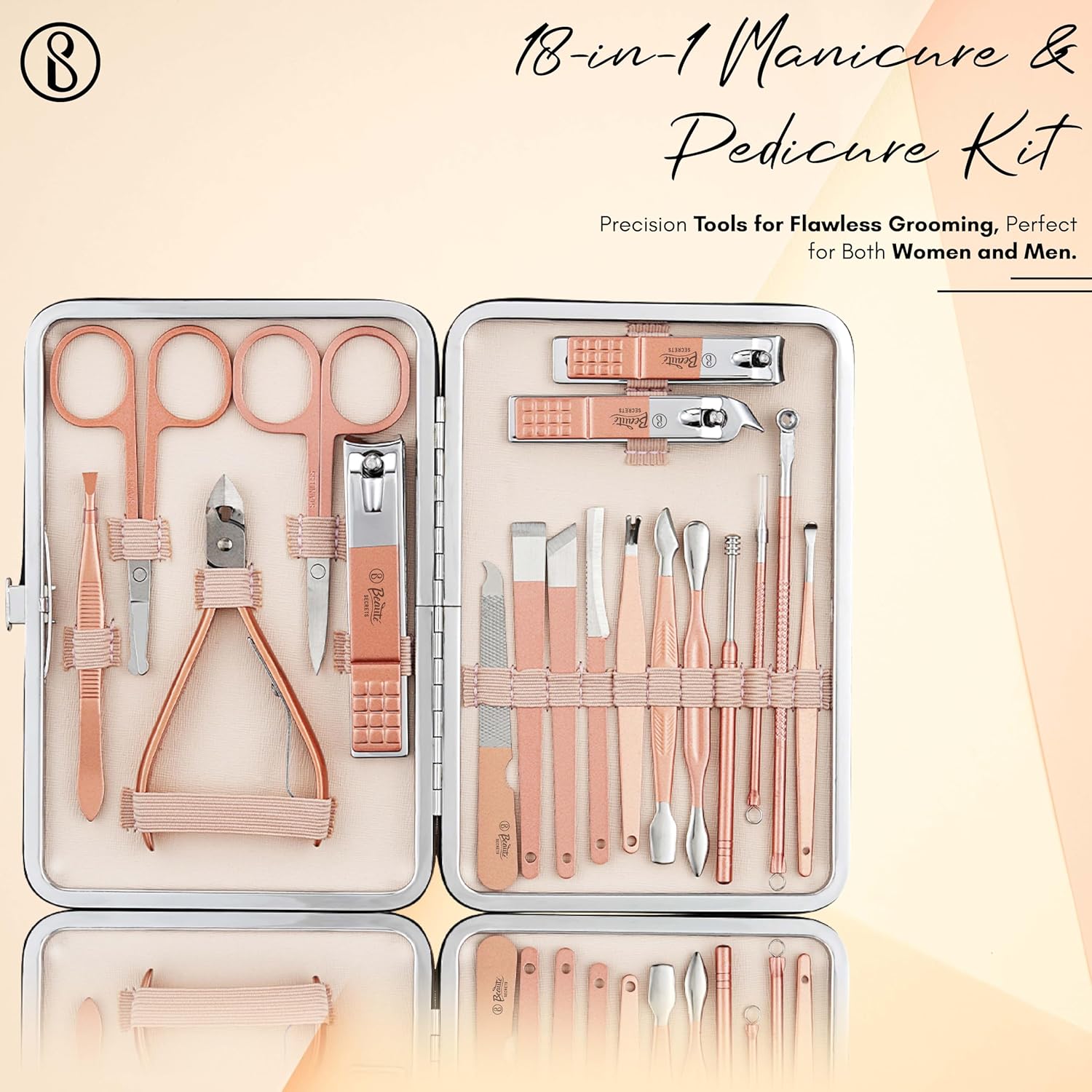 360 Degree Manicure Kit, pedicure tools for feet, Nail Clipper, Manicure Pedicure kit for women and Men, 18 Pieces,Perfect Gifts for Women and Men (Essentials | 23C)