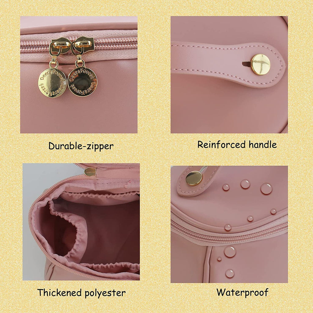 Makeup Storage Bag with compartments Pu Leather Multifunctional Vanity Bag