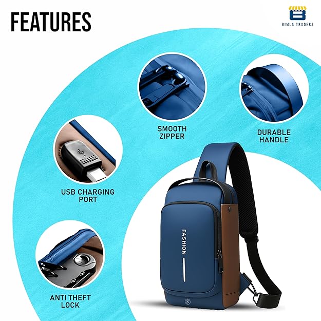 Anti-Theft Sling Bag for Men & Women |Waterproof Crossbody Chest Bag with Lock| Lightweight Shoulder Daypack |for Travel, Work, and Daily Use