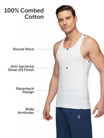 Men's Cotton Round Neck Regular Fit Solid Vest, Premium Sleeveless Ultra Soft Innerwear, Men Vest - (Pack of 2)