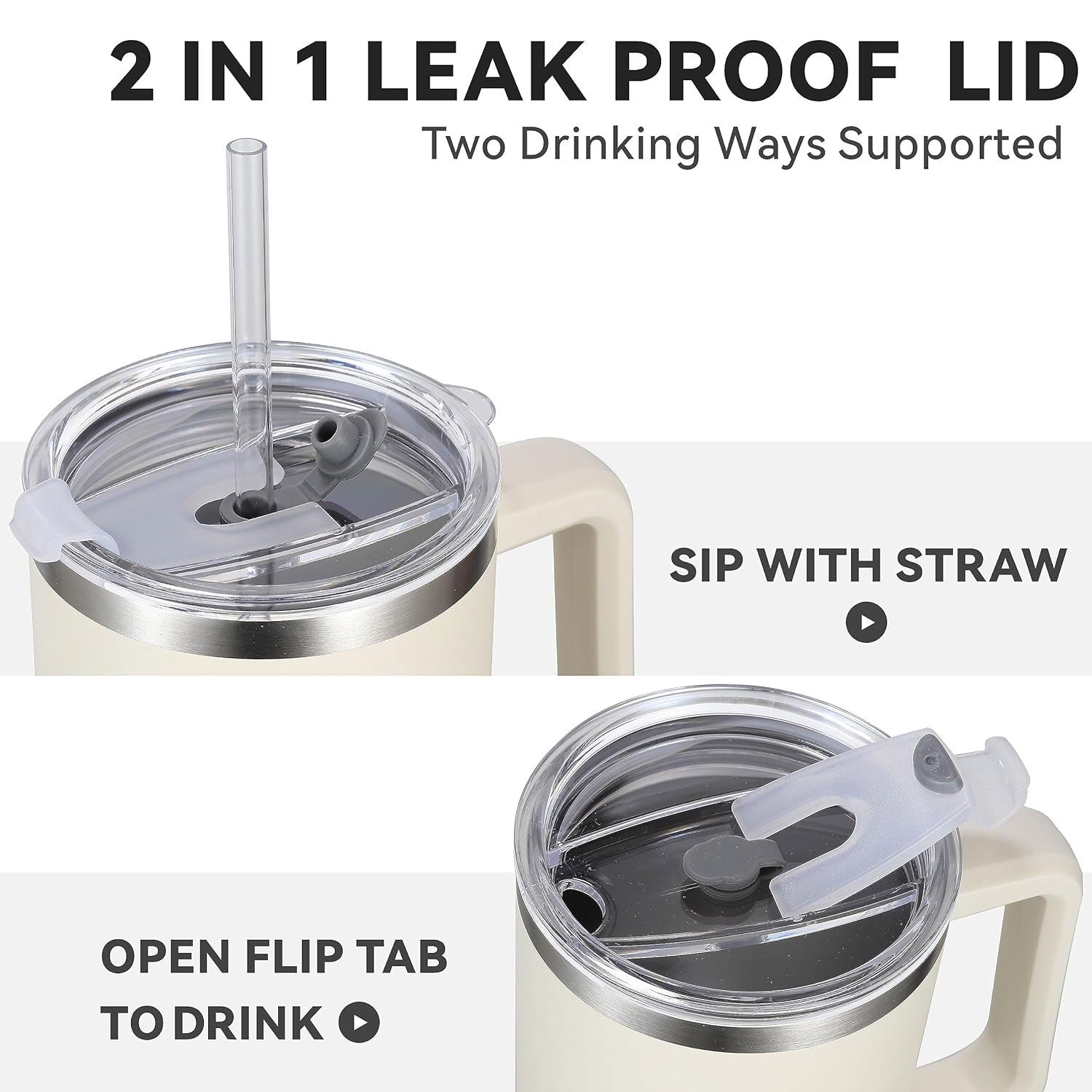 1200 ML Insulated Tumbler with Lid and Straw, Stainless Steel Tumbler Cup with Handle, Leakproof Mug Cupholder for Office, Gym, Travel 1.2 Litre (Sage)