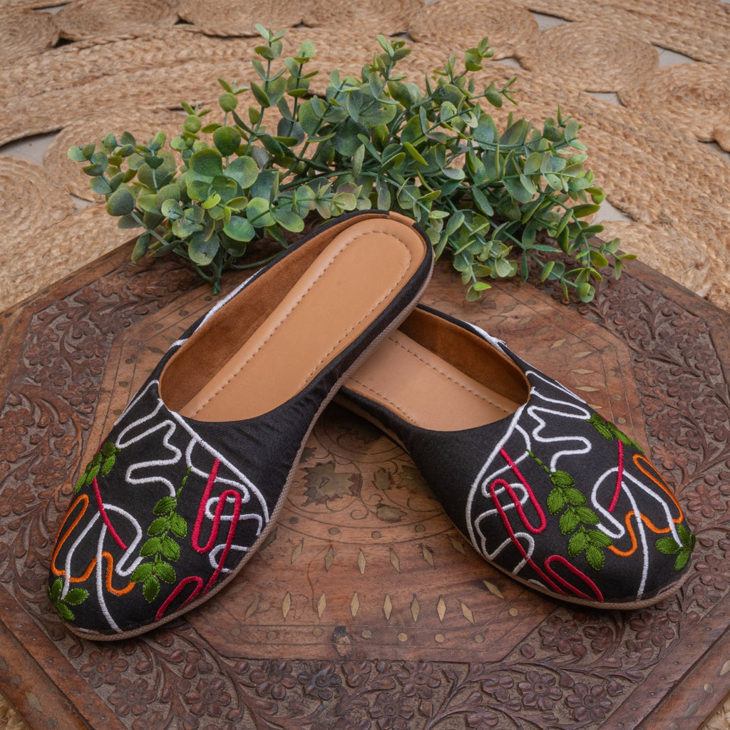 Denim Embroidery Work Jutti-black color