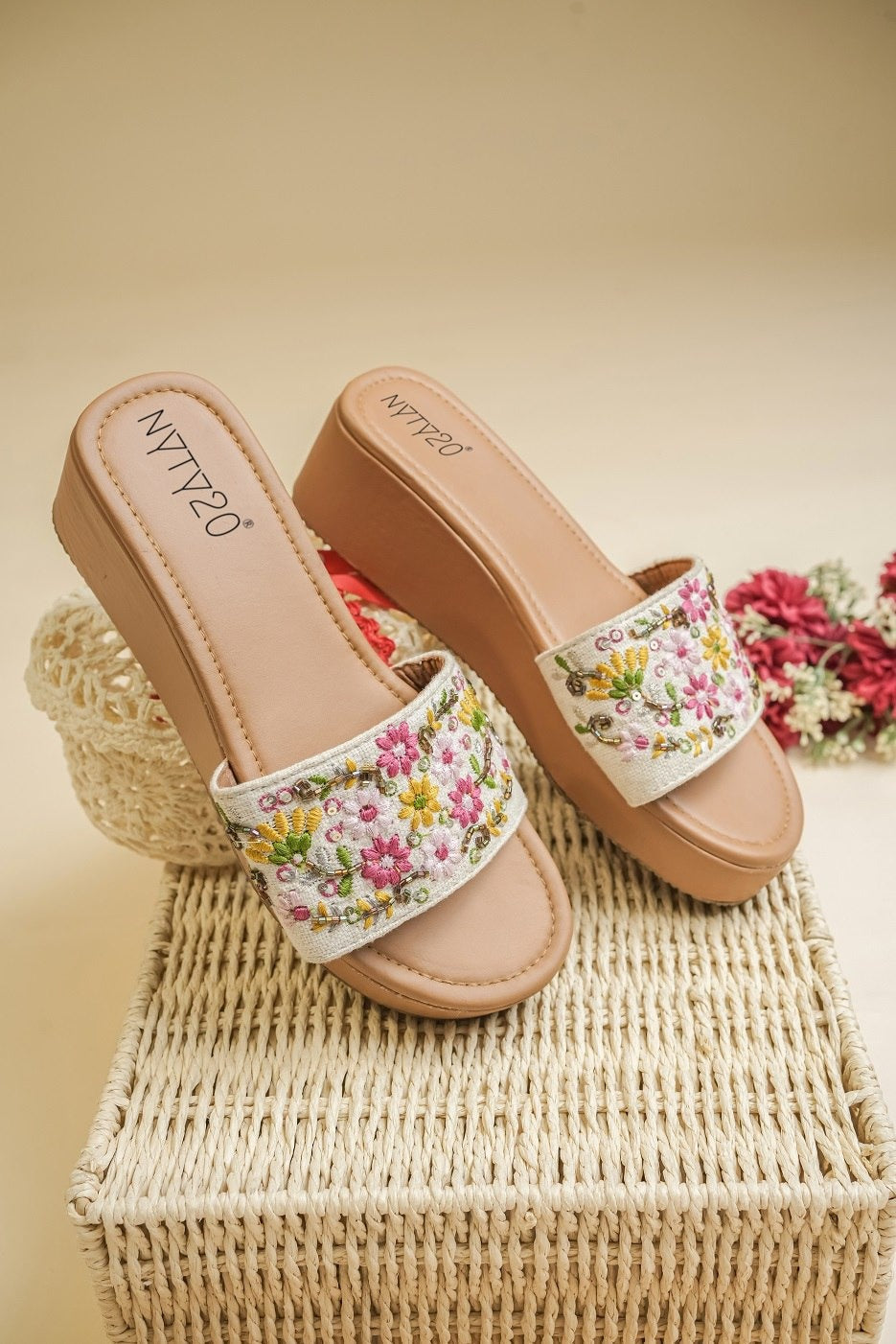 Designer Flat Heel -white color