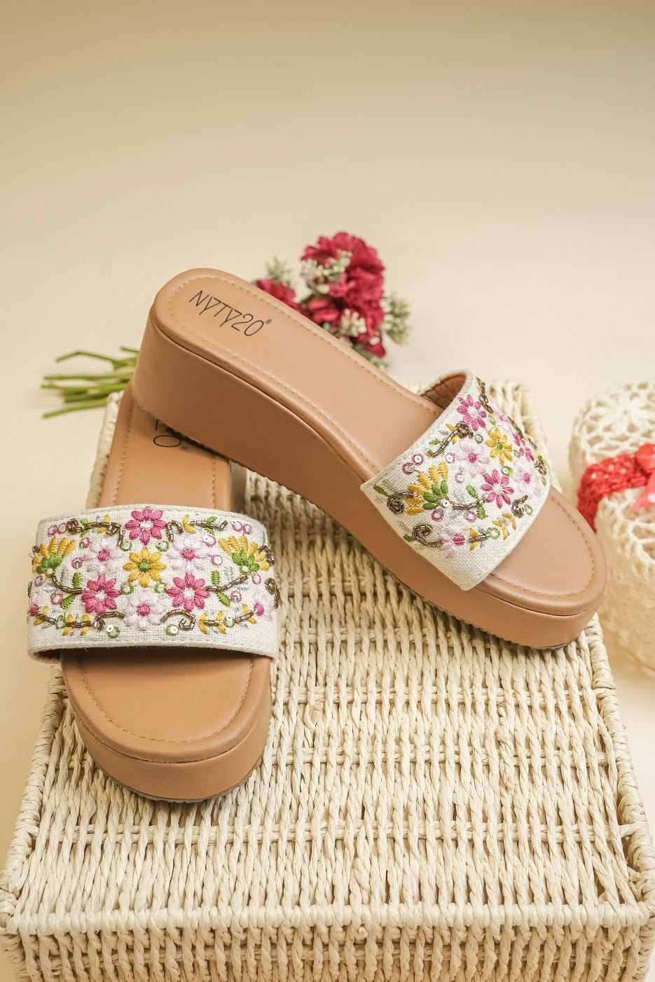 Designer Flat Heel -white color