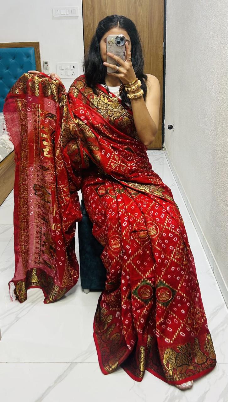 ART SILK DOLLY WORK BANDHEJ PANETER SAREES