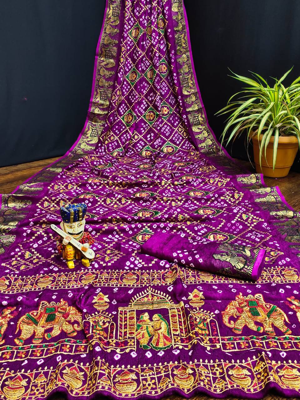 ART SILK DOLLY WORK BANDHEJ PANETER SAREES
