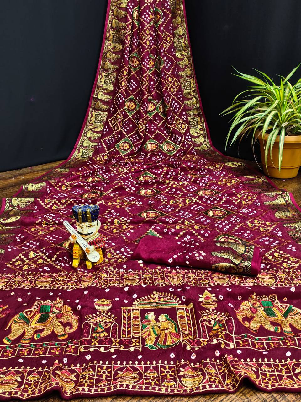 ART SILK DOLLY WORK BANDHEJ PANETER SAREES