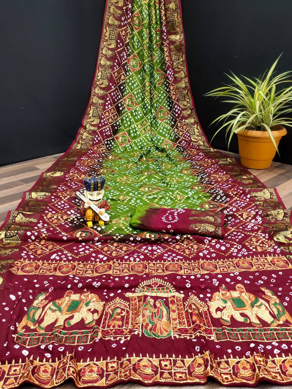 ART SILK DOLLY WORK BANDHEJ PANETER SAREES