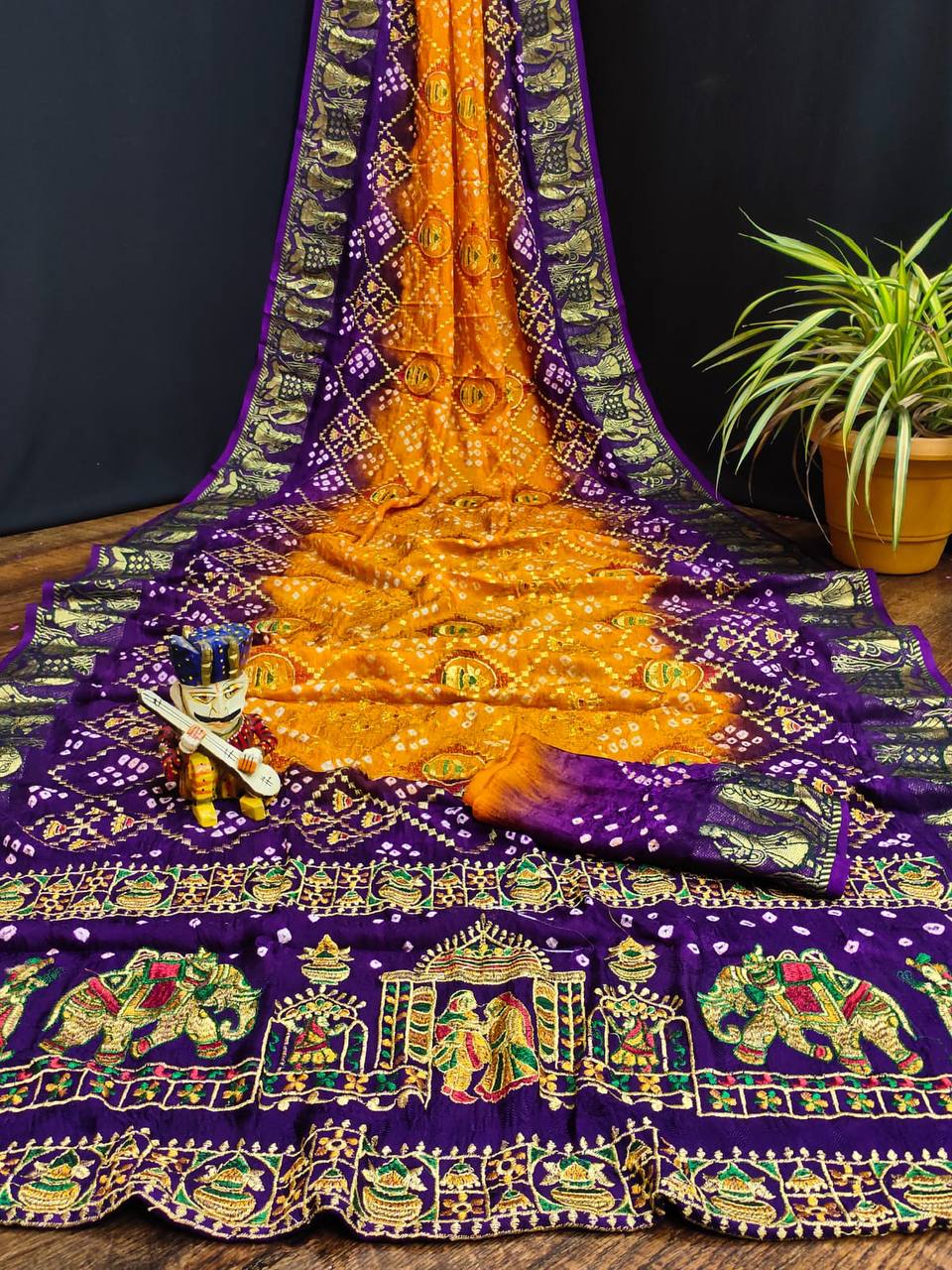 ART SILK DOLLY WORK BANDHEJ PANETER SAREES