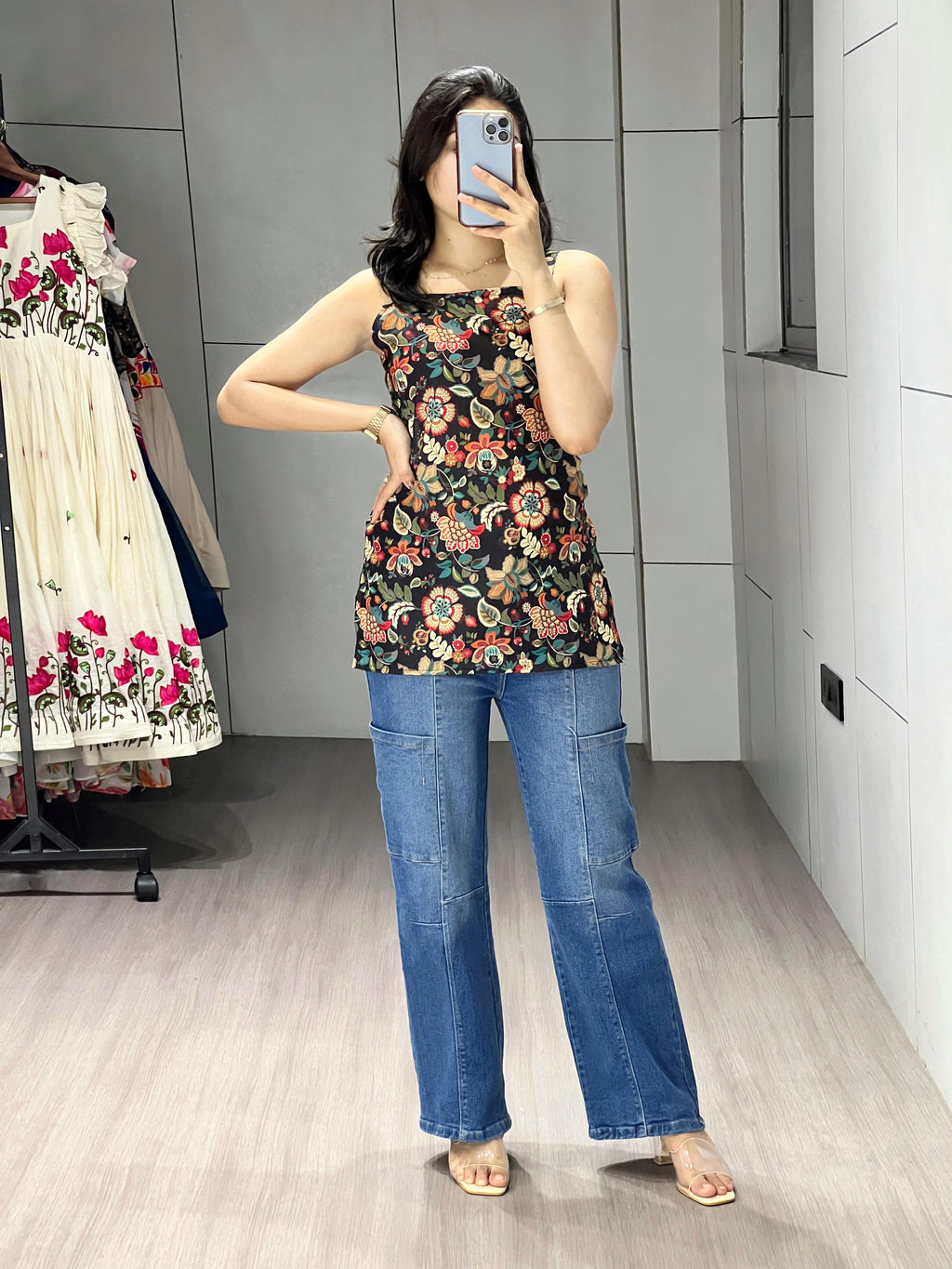 New Trendy Arrival Traditional Printed Tunic Black Color