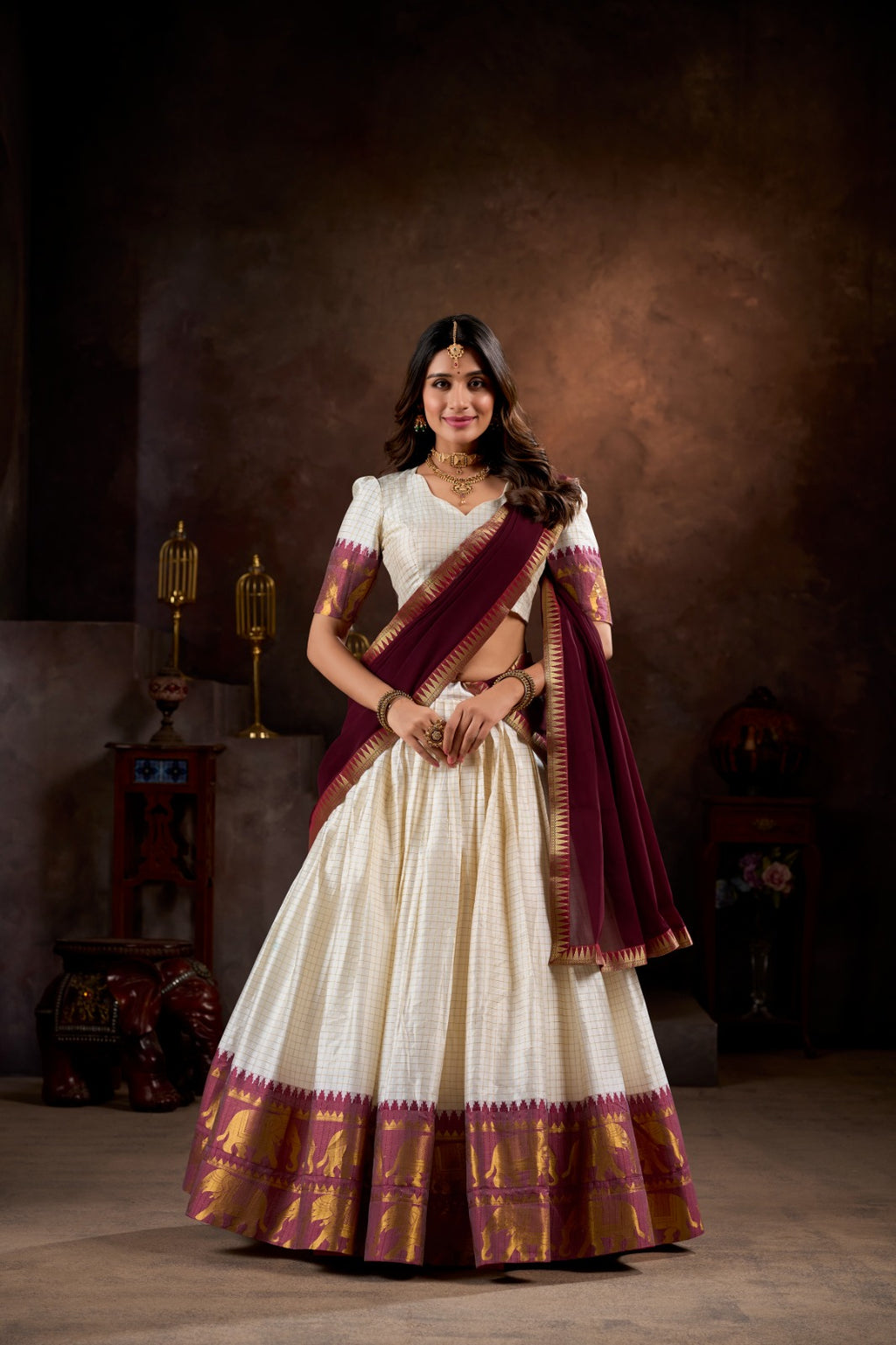 Kalyani Cotton Lehenga Choli Paired with Flowing Georgette Dupatta