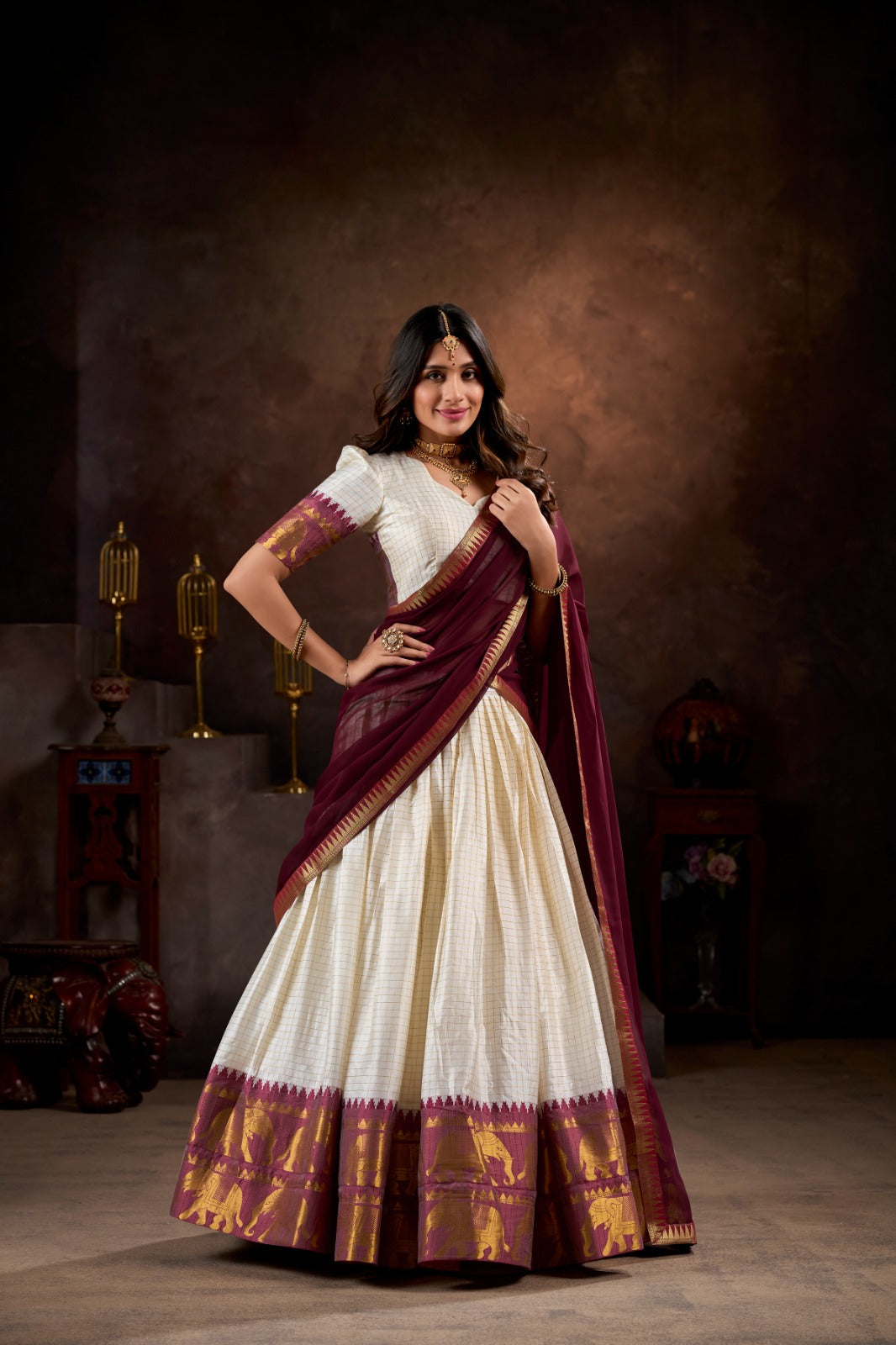 Kalyani Cotton Lehenga Choli Paired with Flowing Georgette Dupatta