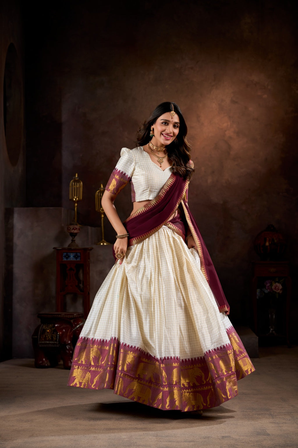 Kalyani Cotton Lehenga Choli Paired with Flowing Georgette Dupatta