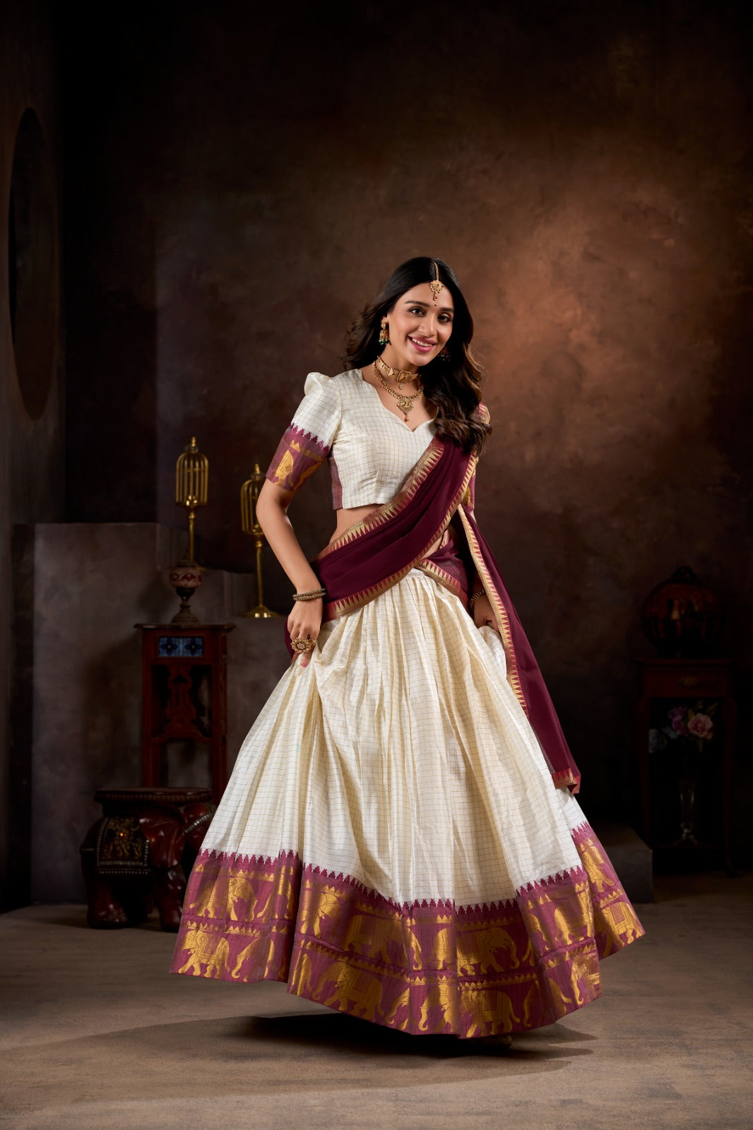 Kalyani Cotton Lehenga Choli Paired with Flowing Georgette Dupatta