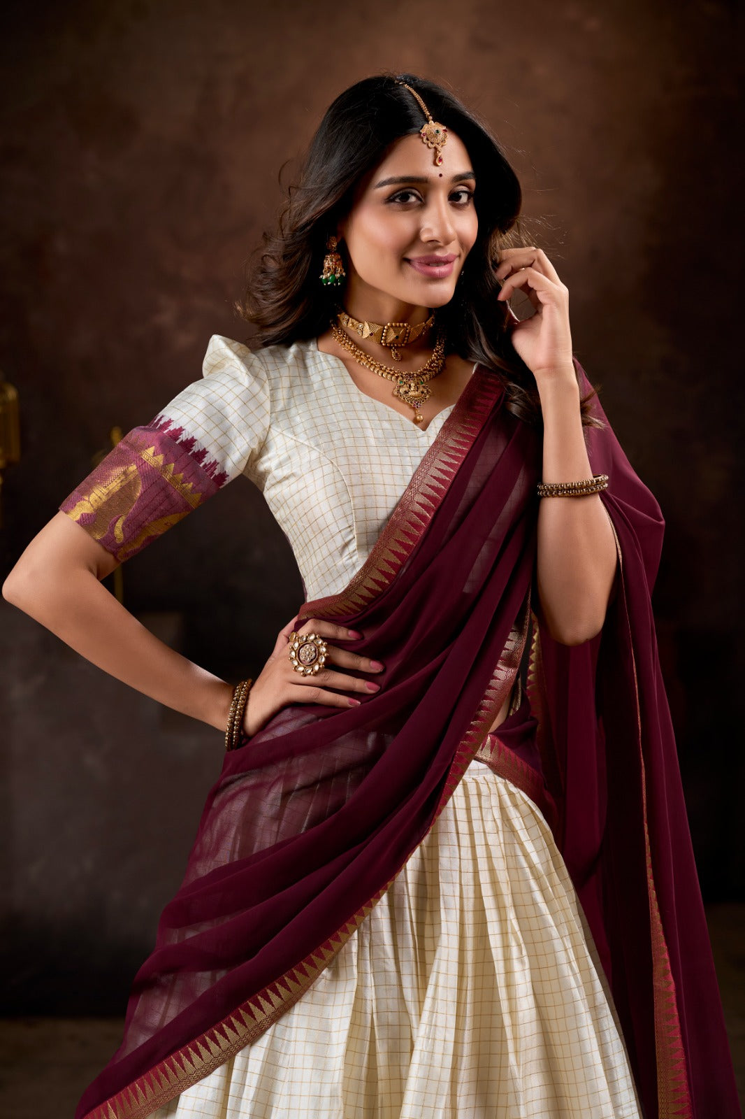 Kalyani Cotton Lehenga Choli Paired with Flowing Georgette Dupatta