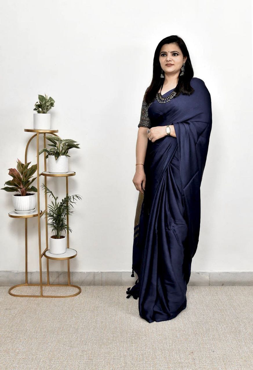 Pure Gaji Silk Saree With Rollepress