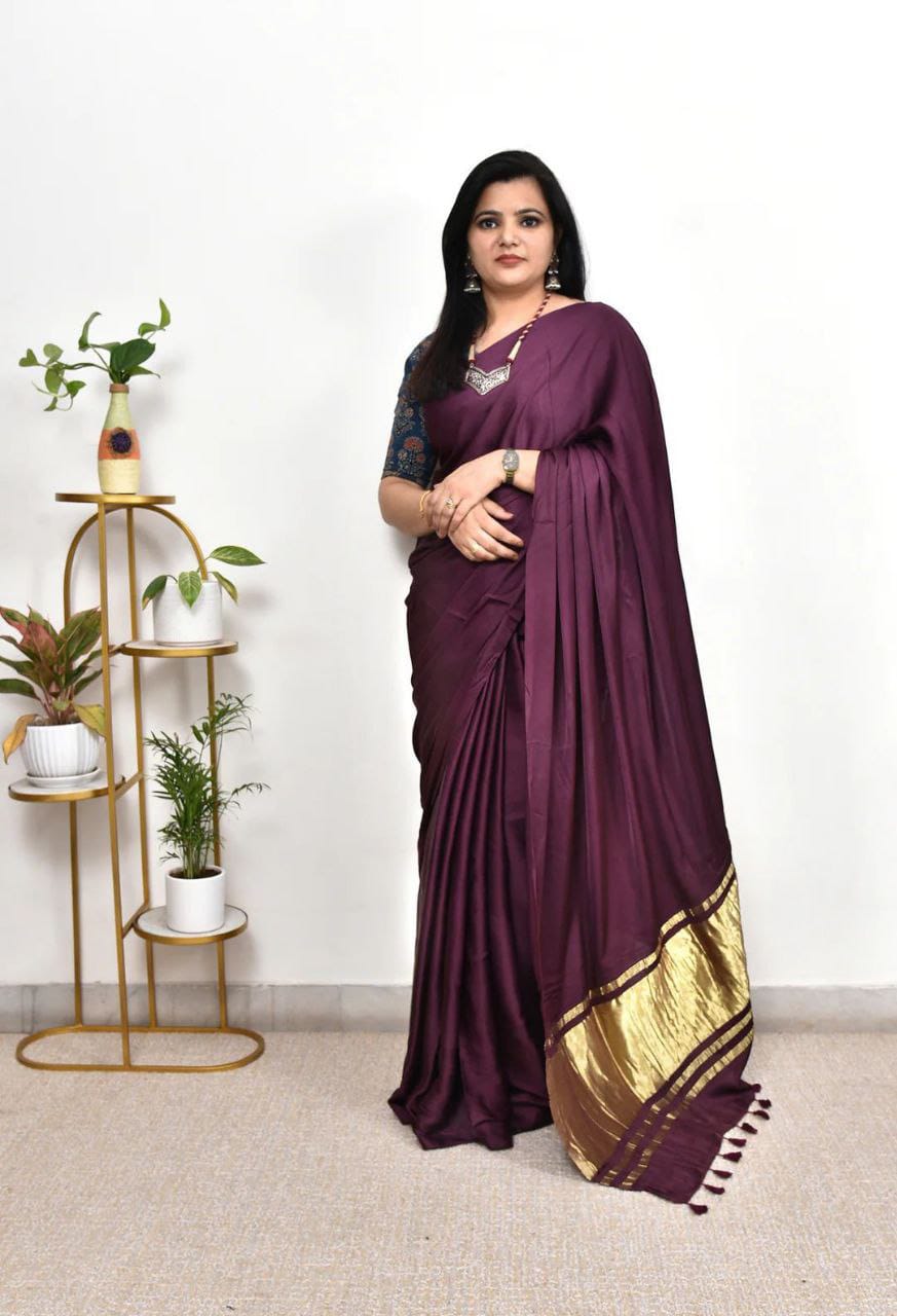Handcrafted Pure Gaji Silk Saree With Lagdi Patta : A Heritage Weave