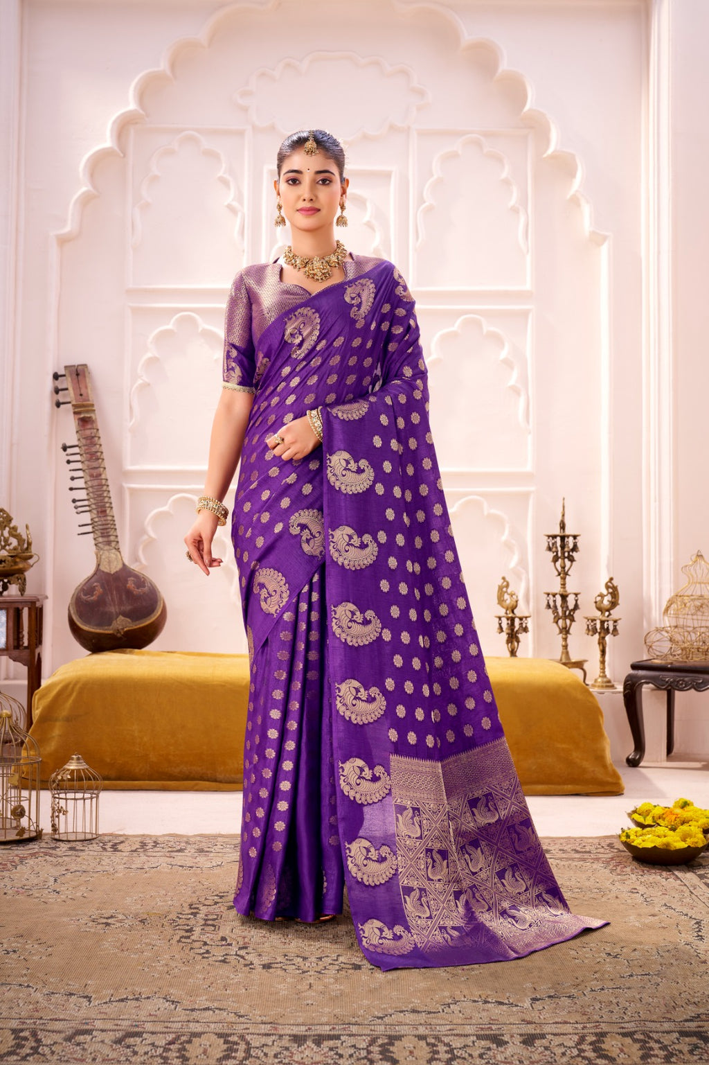 Silk Saree Woven With Love With Zari Work, Draped in Culture (Purple)