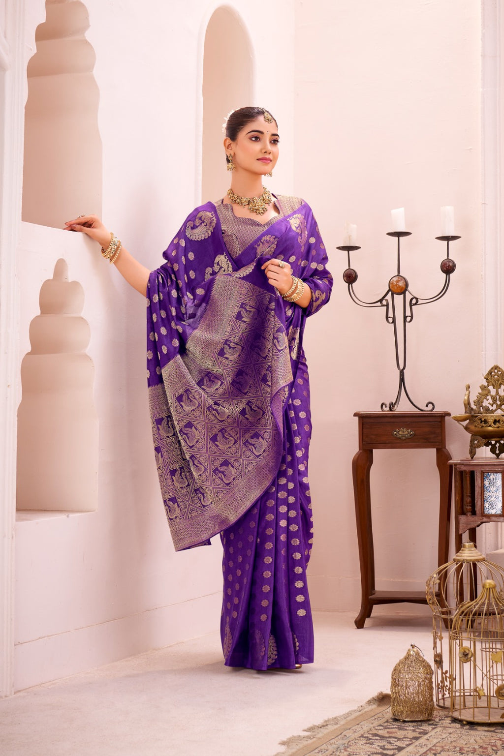 Silk Saree Woven With Love With Zari Work, Draped in Culture (Purple)